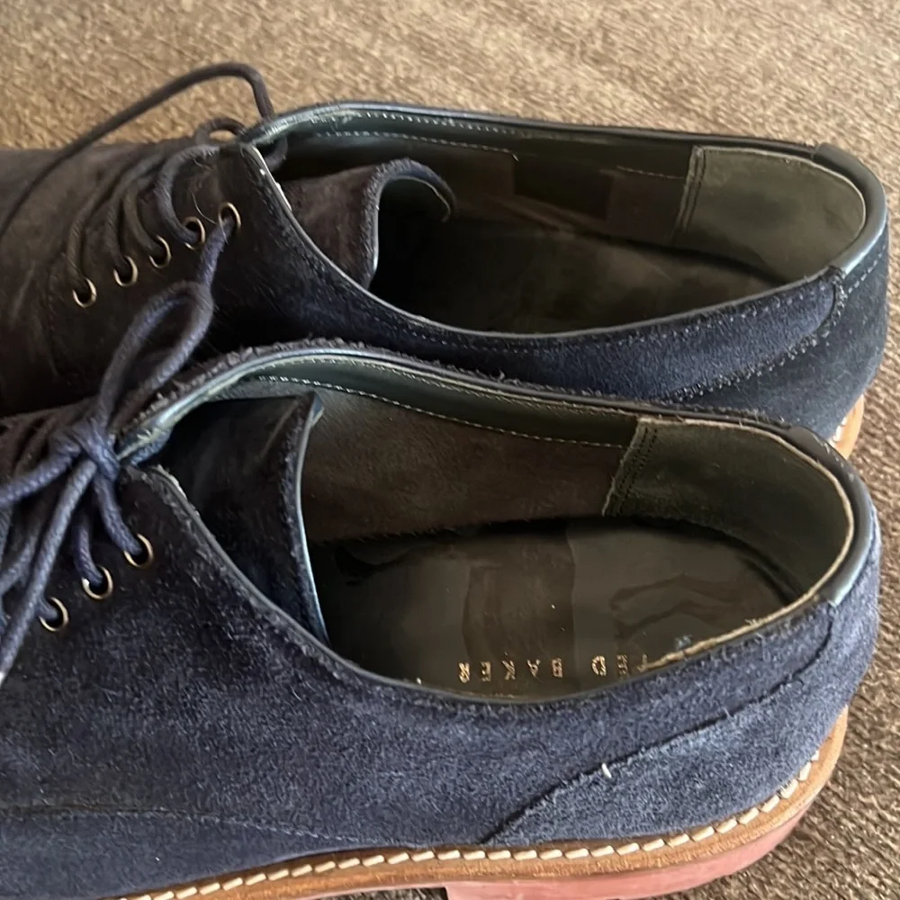 TED Baker‎ Navy Blue Suede Lace Up Leather Oxford Shoes Size 10.5